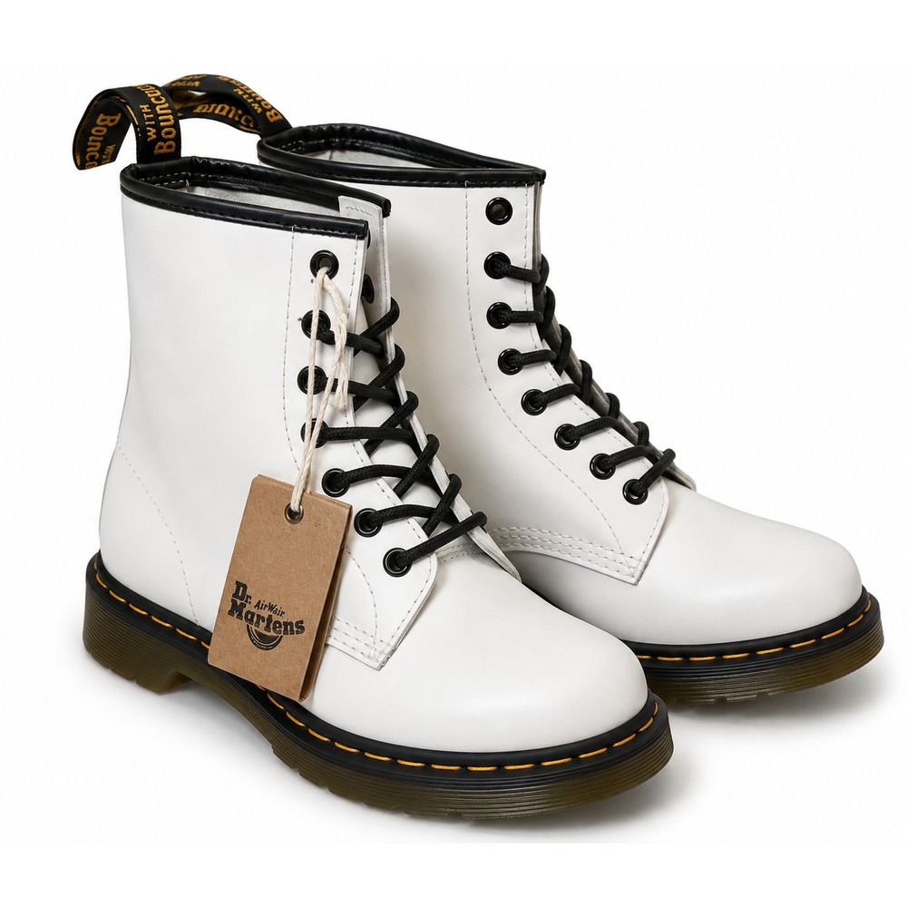 NWT Dr Martens 1460 White Smooth Leather 8 Eye Combat Boots Womens Size 8